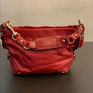 Coach red leather hobo